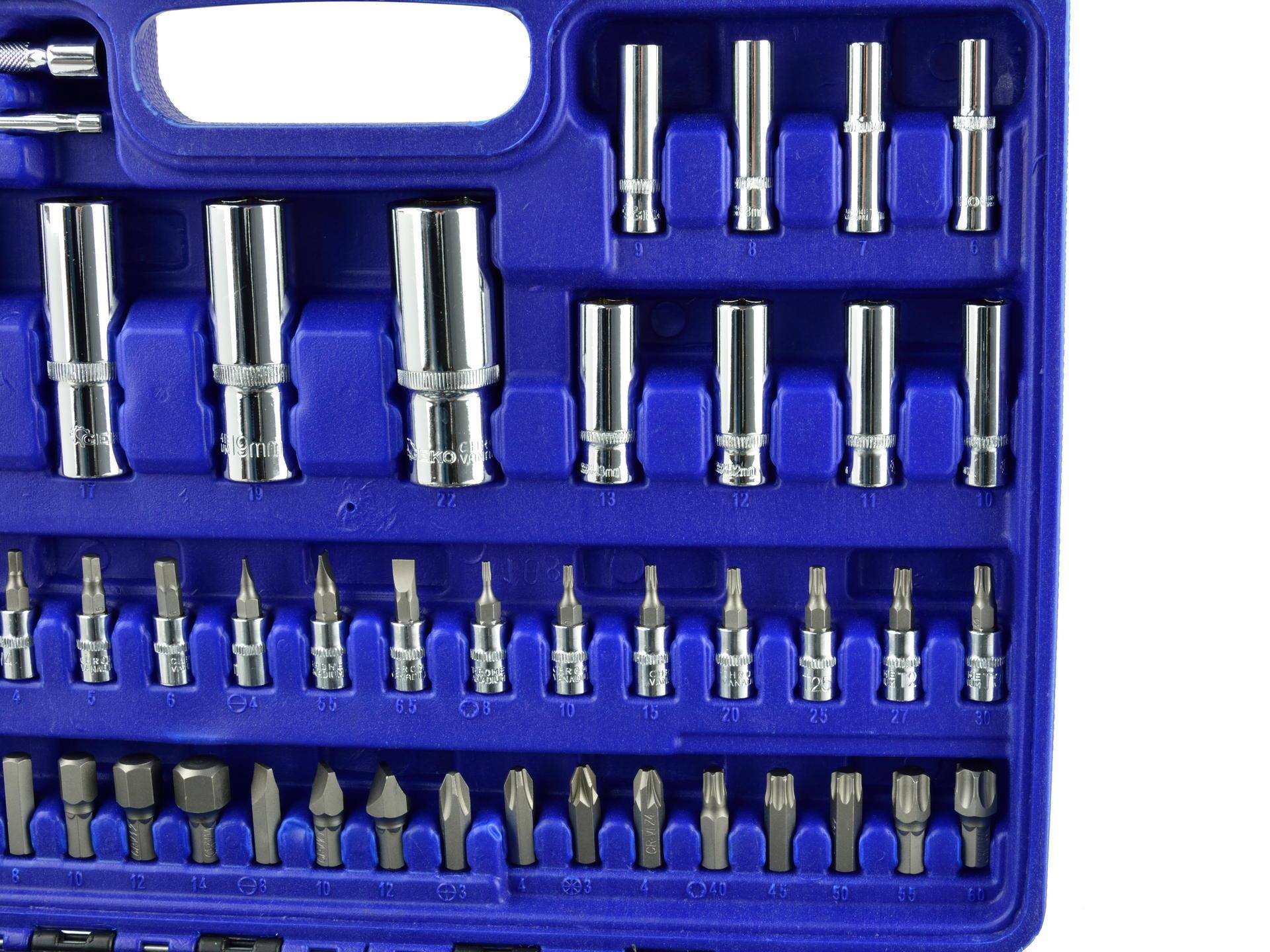 GEKO G10101 Gola sada 108ks 1/2" 1/4" kľúče, nástrčné hlavice, bity, ráčna TORX