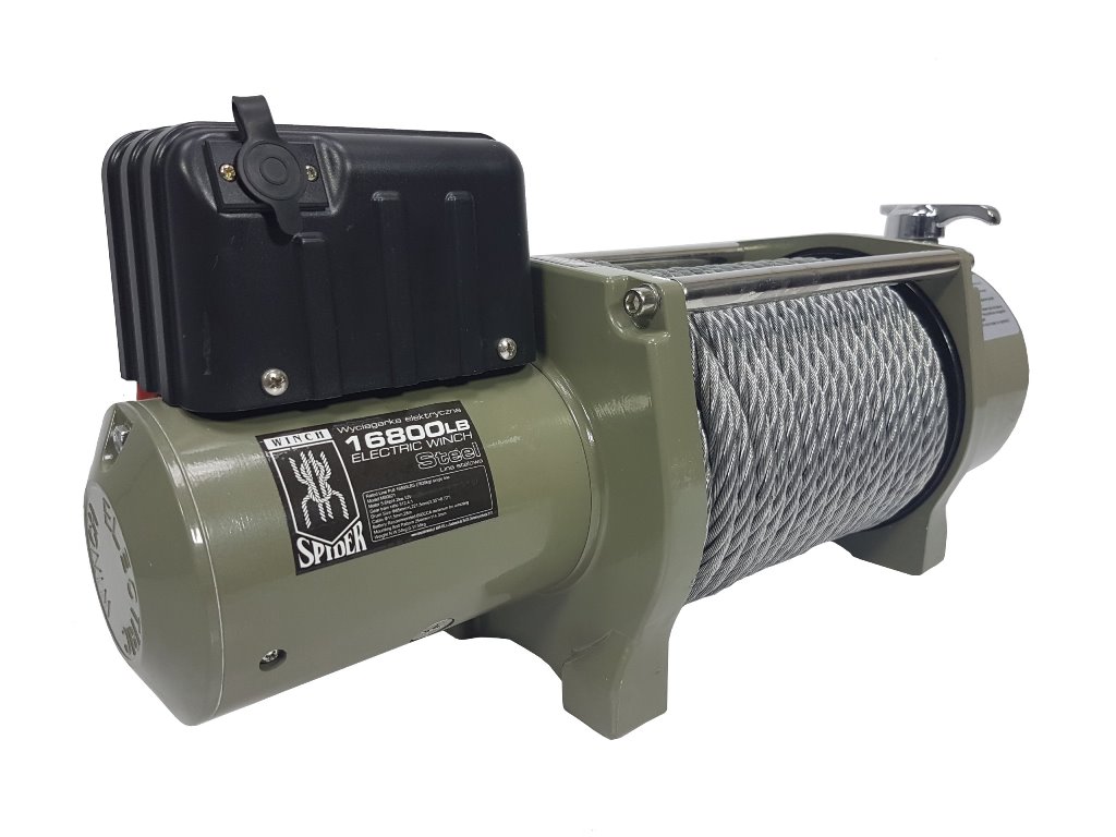 MAR-POL M80820 Elektrický akumulátorový navijak kladkostroj 24V 16800lb / 7620kg Spider Winch / oceľové lano /