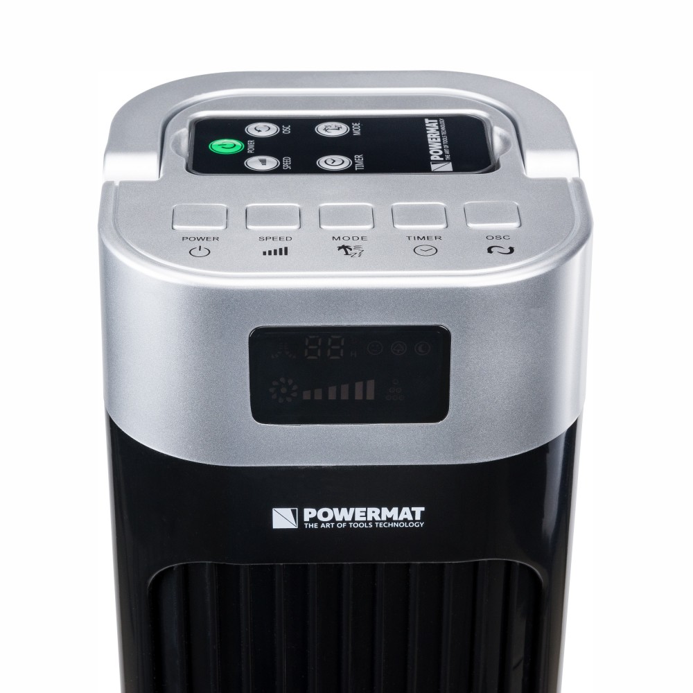 Powermat BLACK TOWER-120 Stĺpový ventilátor 121cm 90W diaľkové ovl.