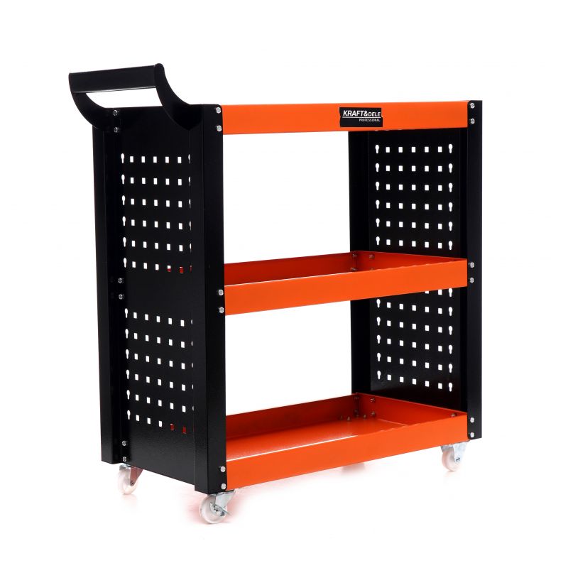 KRAFT&DELE KD365 Dielenský vozík, pojazdný s kolieskami, 3 police, s úchytom