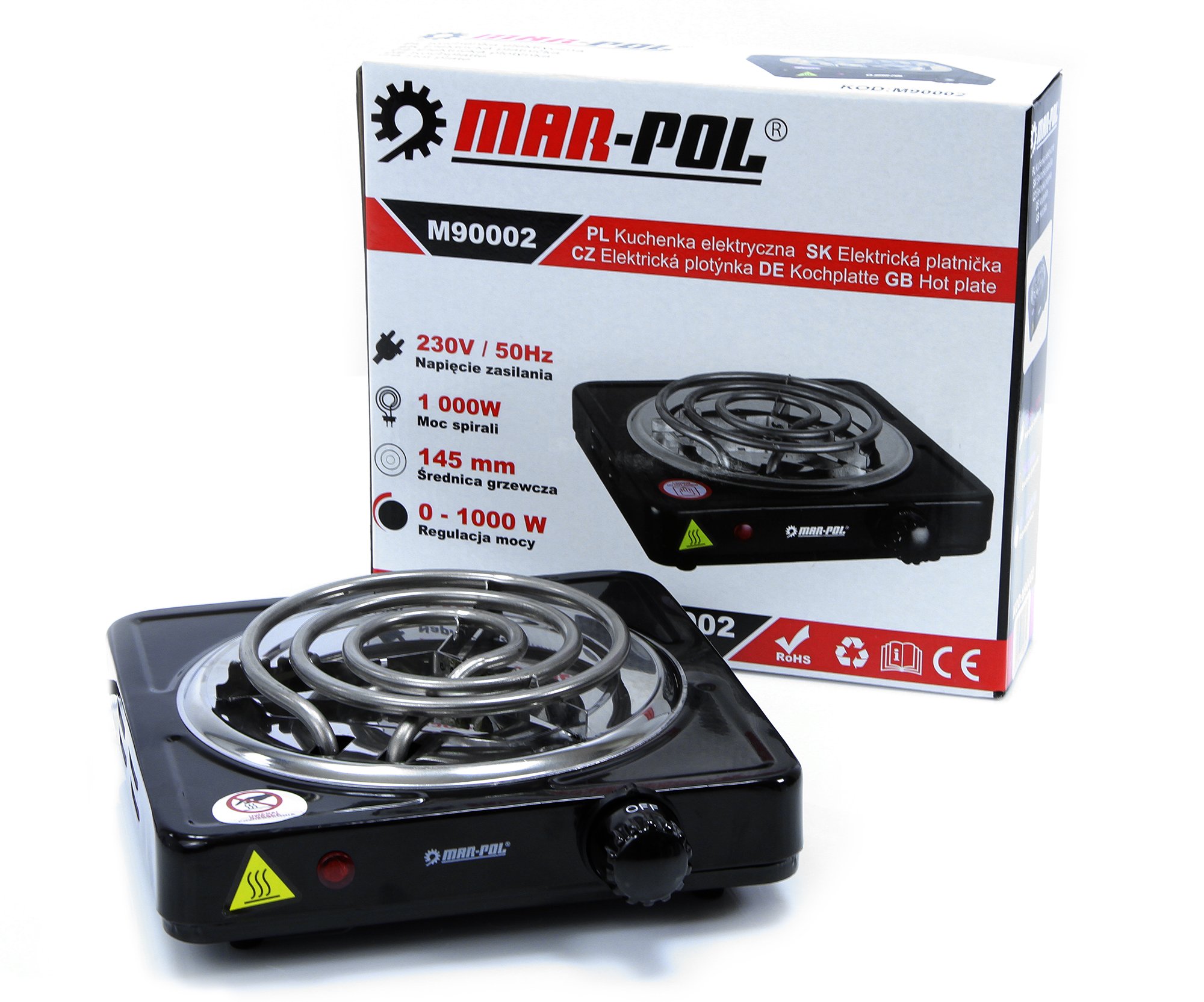 MAR-POL M90002 Elektrický varič, varná doska, jednoplatnička 145MM 1000W