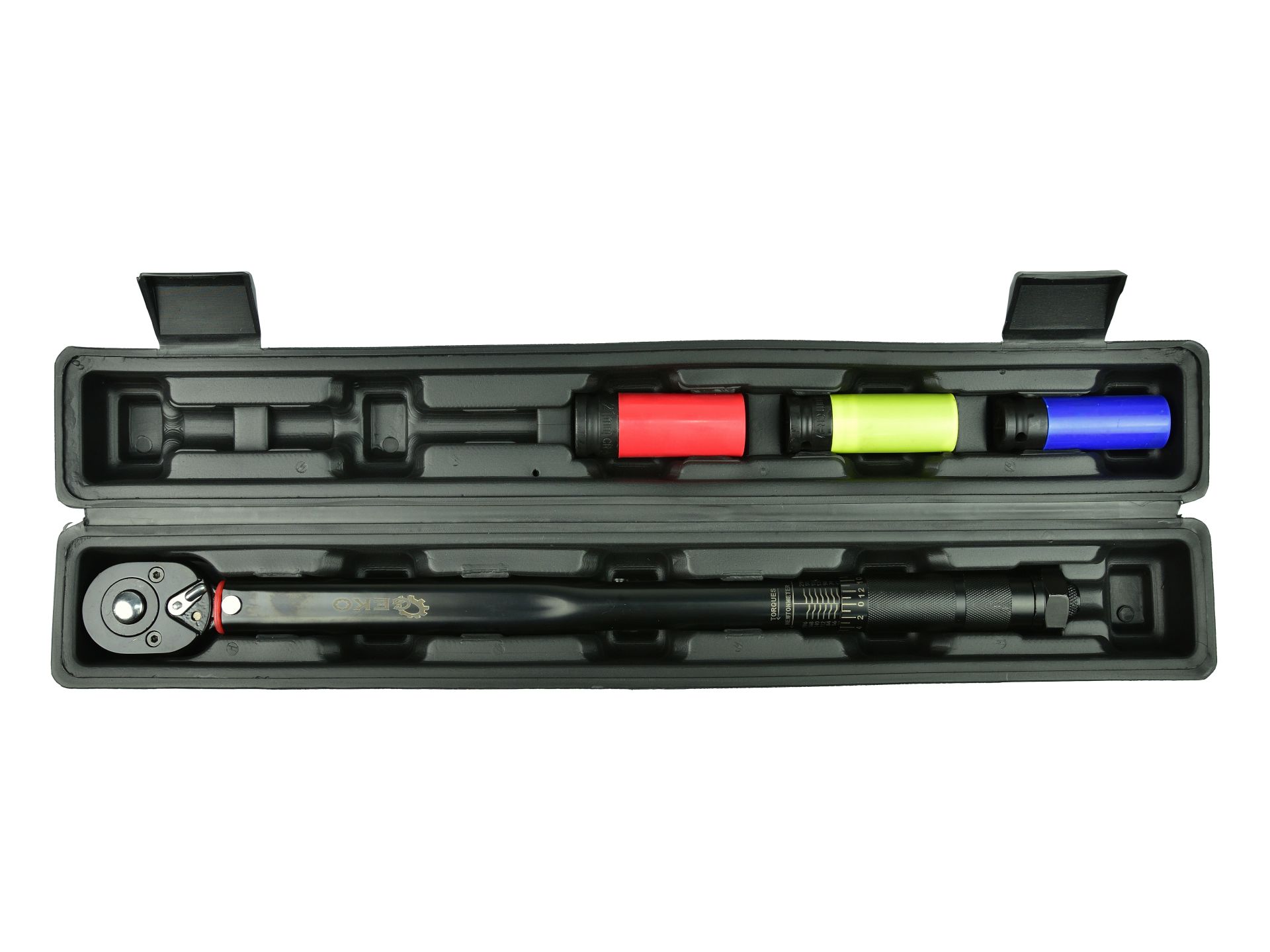 GEKO G10068 Momentový kľúč 1/2" 28-210nm + 3 ks nástrčné kľúče, čierny