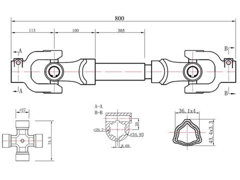 GEKO G72300 Kĺbový kardanový hriadeľ s trubkou 800mm