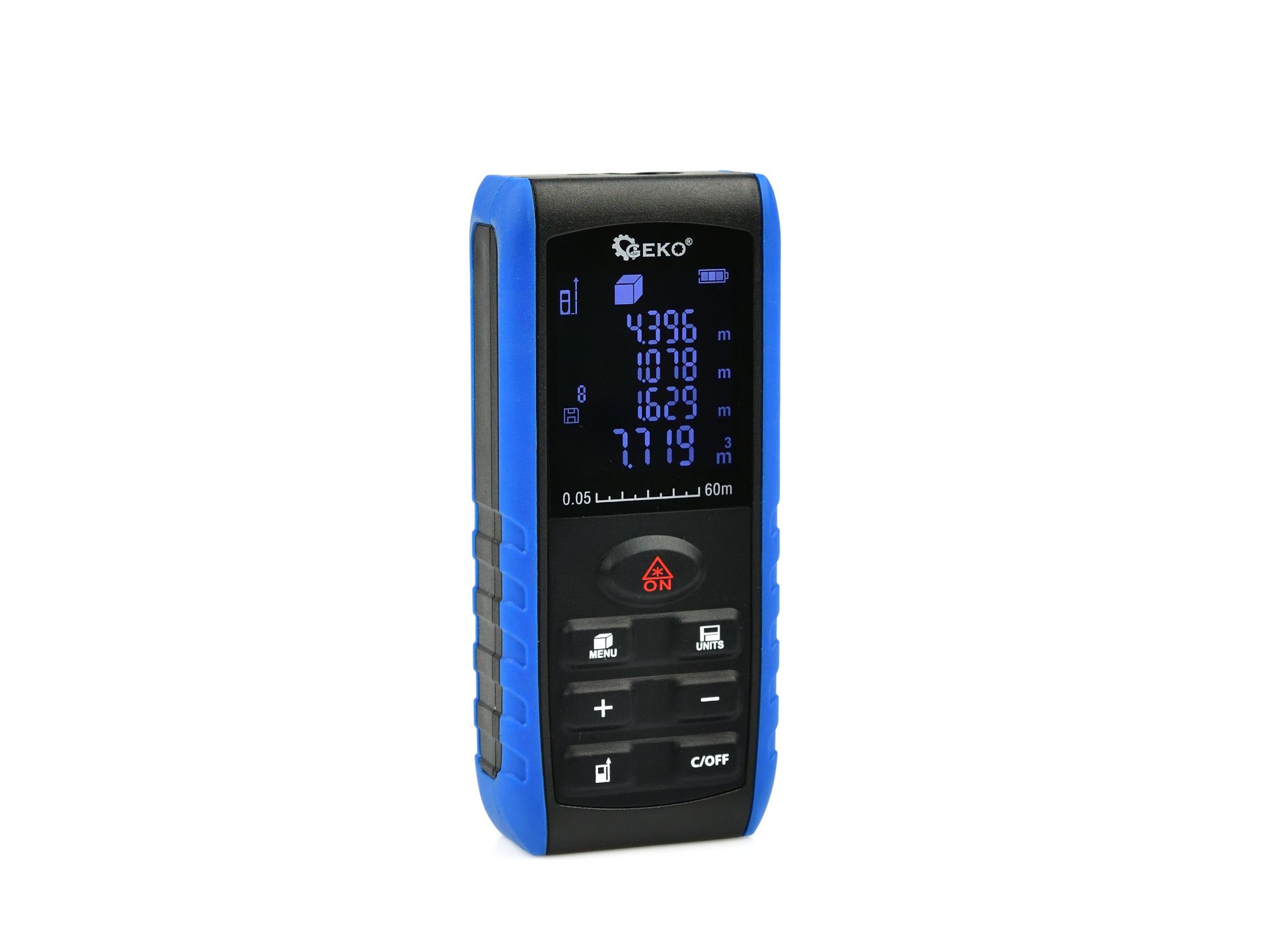 Geko G03356 Laserový merač vzdialenosti, diaľkomer laser LCD 0,05 - 60m G03356
