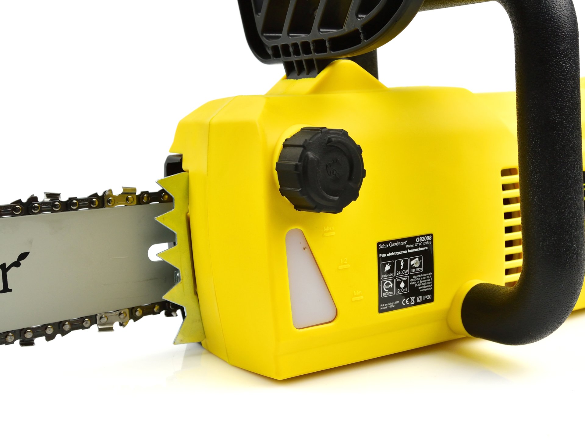 Geko G82008 2400 W elektrická reťazová píla 230V priamy motor