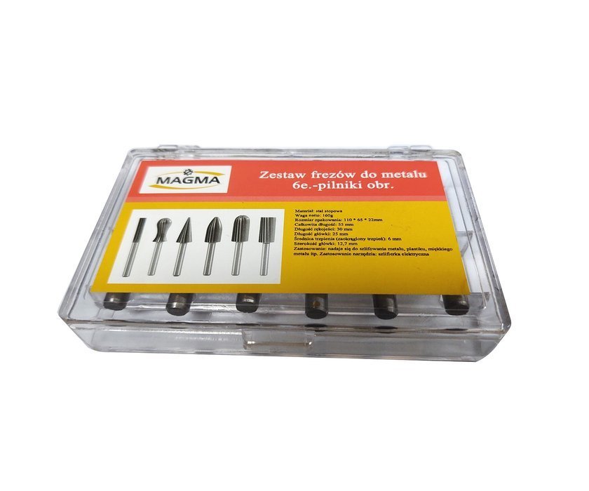 MAGMA Súprava stopkových fréz pilníky na kov 6mm HSS 6 ks MAGMA