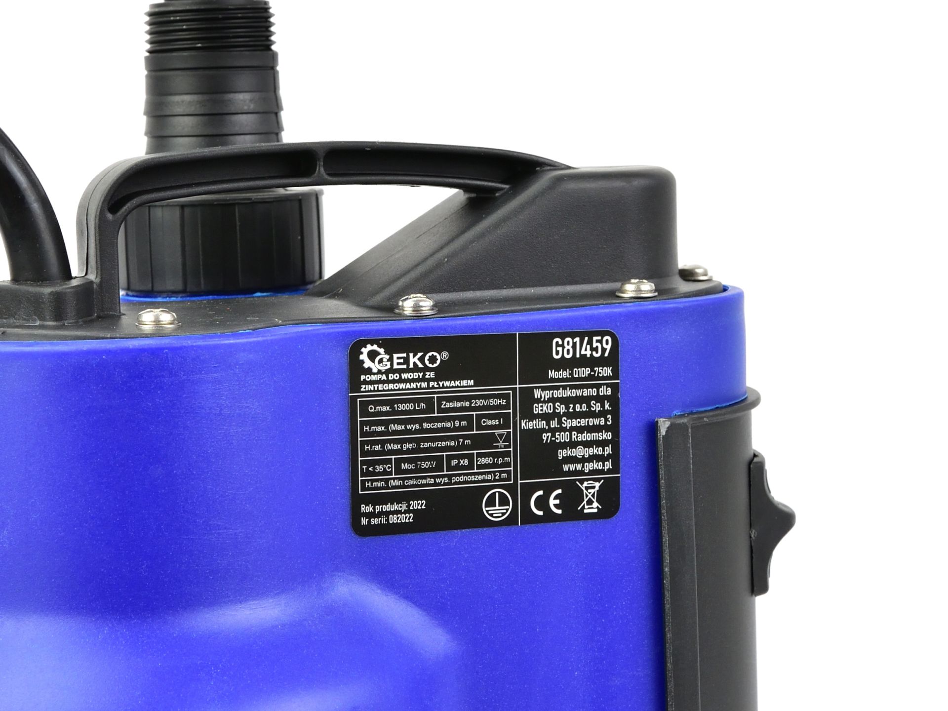 GEKO G81459 750W Ponorné kalové čerpadlo s plavákom plastové 