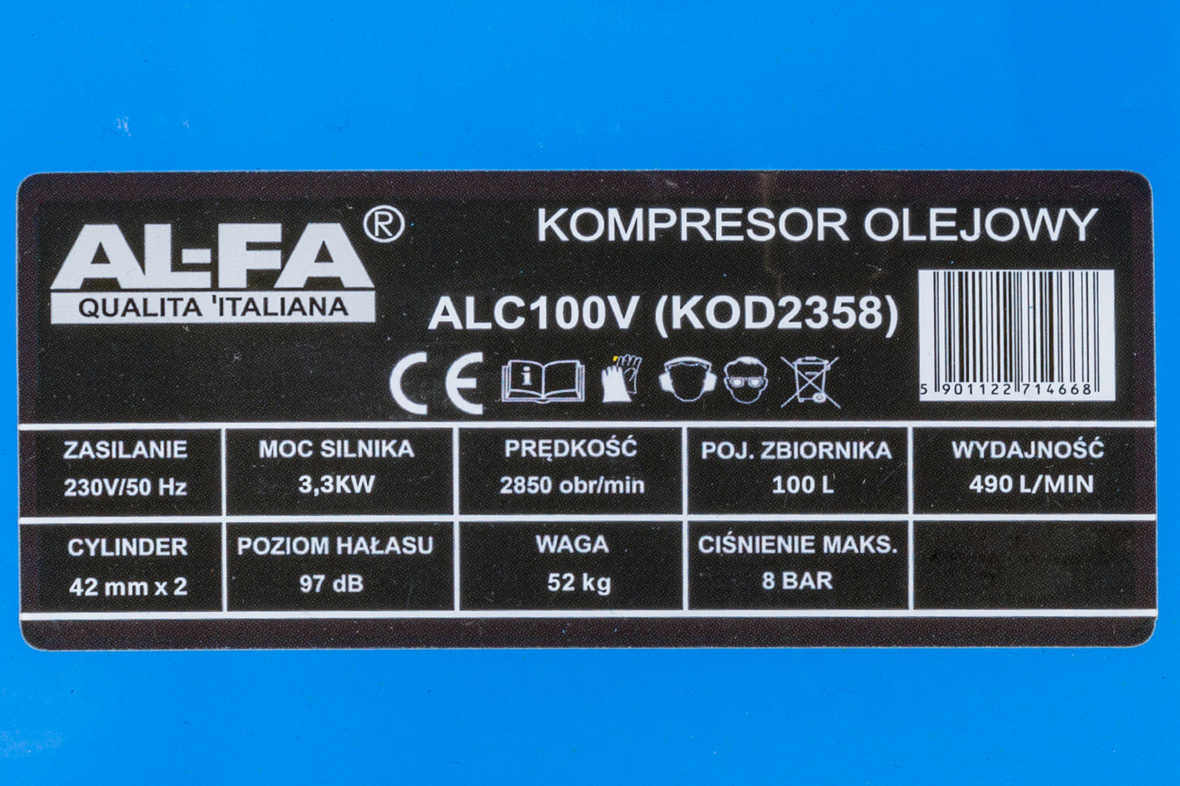 AL-FA ALC-100V Olejový kompresor 100l 8 bar