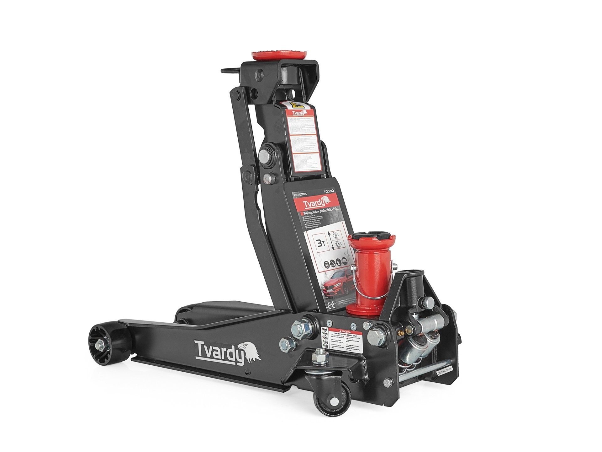 Tvardy T00310 Nízkoprofilový hydraulický zdvihák 3T hever pod auto 9,8-77cm PROFI