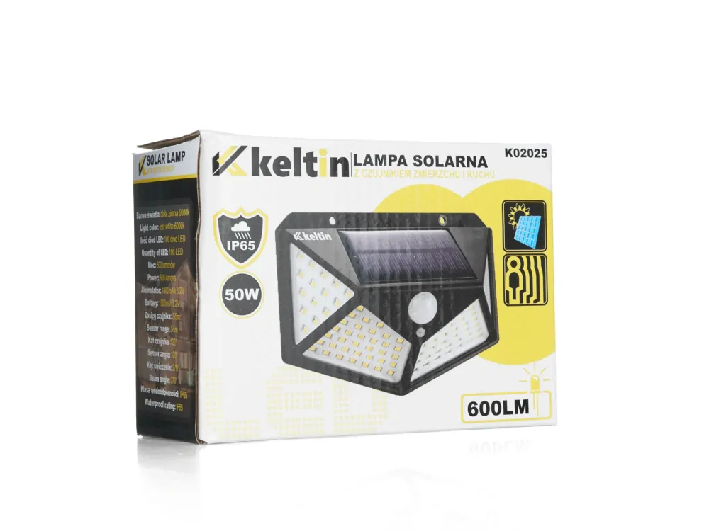 GEKO K02025 Solárna lampa so súmrakovým a pohybovým senzorom 50W (100 LED reflektor)