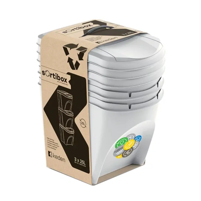 Irma KWB204 Odpadkový kôš na triedenie odpadu 25L 39x29x33 4ks sivé