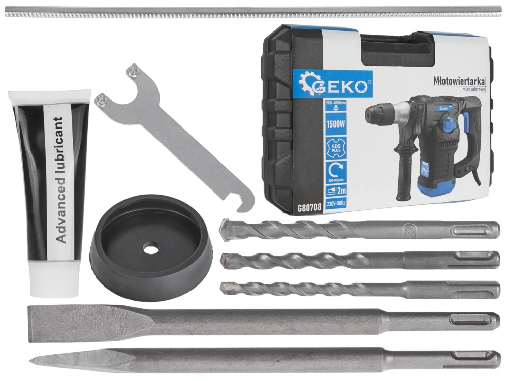 Geko G80708 PRÍKLEPOVÉ VŔTACIE BÚRACIE KLADIVO 1500W 6J SDS+ kufrík