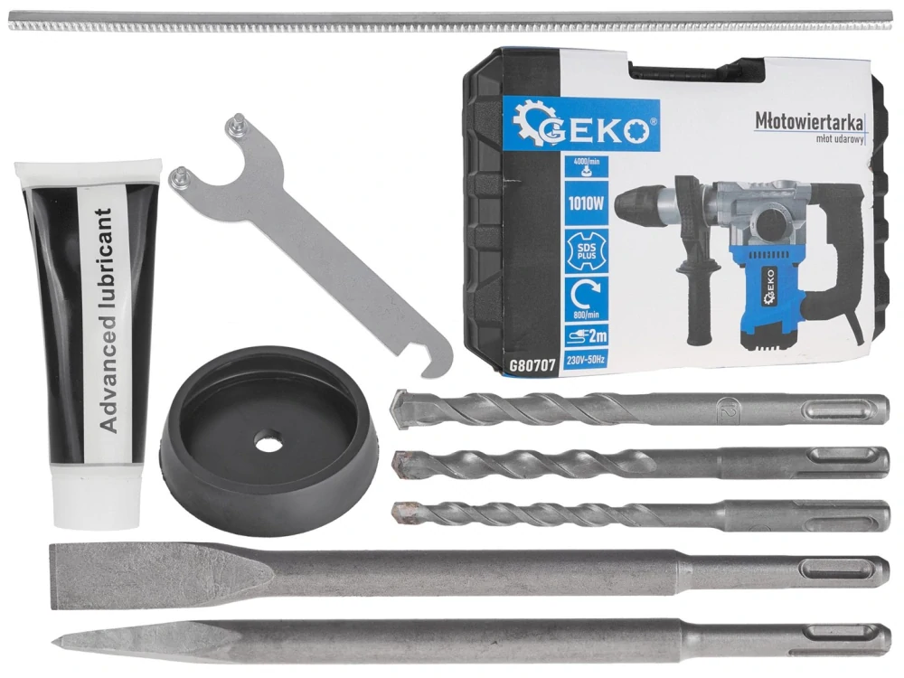 Geko G80707 PRÍKLEPOVÉ VŔTACIE BÚRACIE KLADIVO 1010W 4J SDS+ kufrík