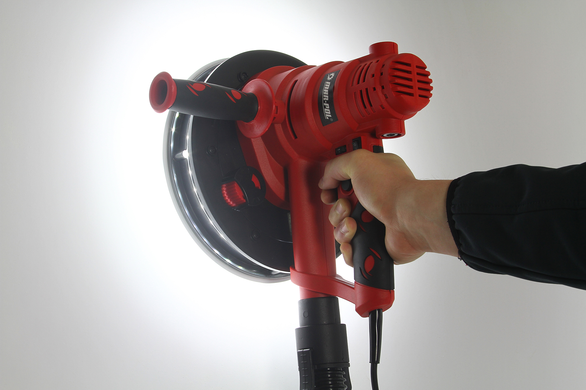MAR-POL M90201 Elektrická brúska na sadrokartón steny omietku 180mm 2150 ot/min LED 800W