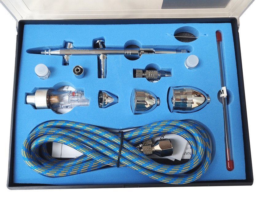 MAGMA TG-186K Airbrush striekacia pištoľ sada na maľovanie nanášanie farby 0,3 ; 0,5 ; 0,8mm + hadica