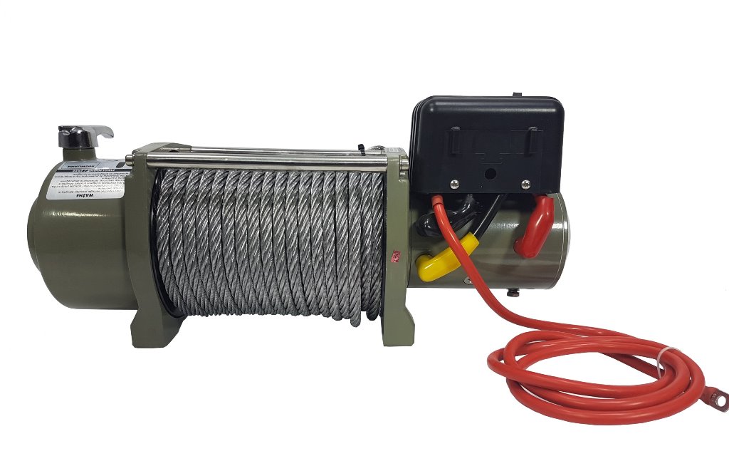 MAR-POL M80820 Elektrický akumulátorový navijak kladkostroj 24V 16800lb / 7620kg Spider Winch / oceľové lano /