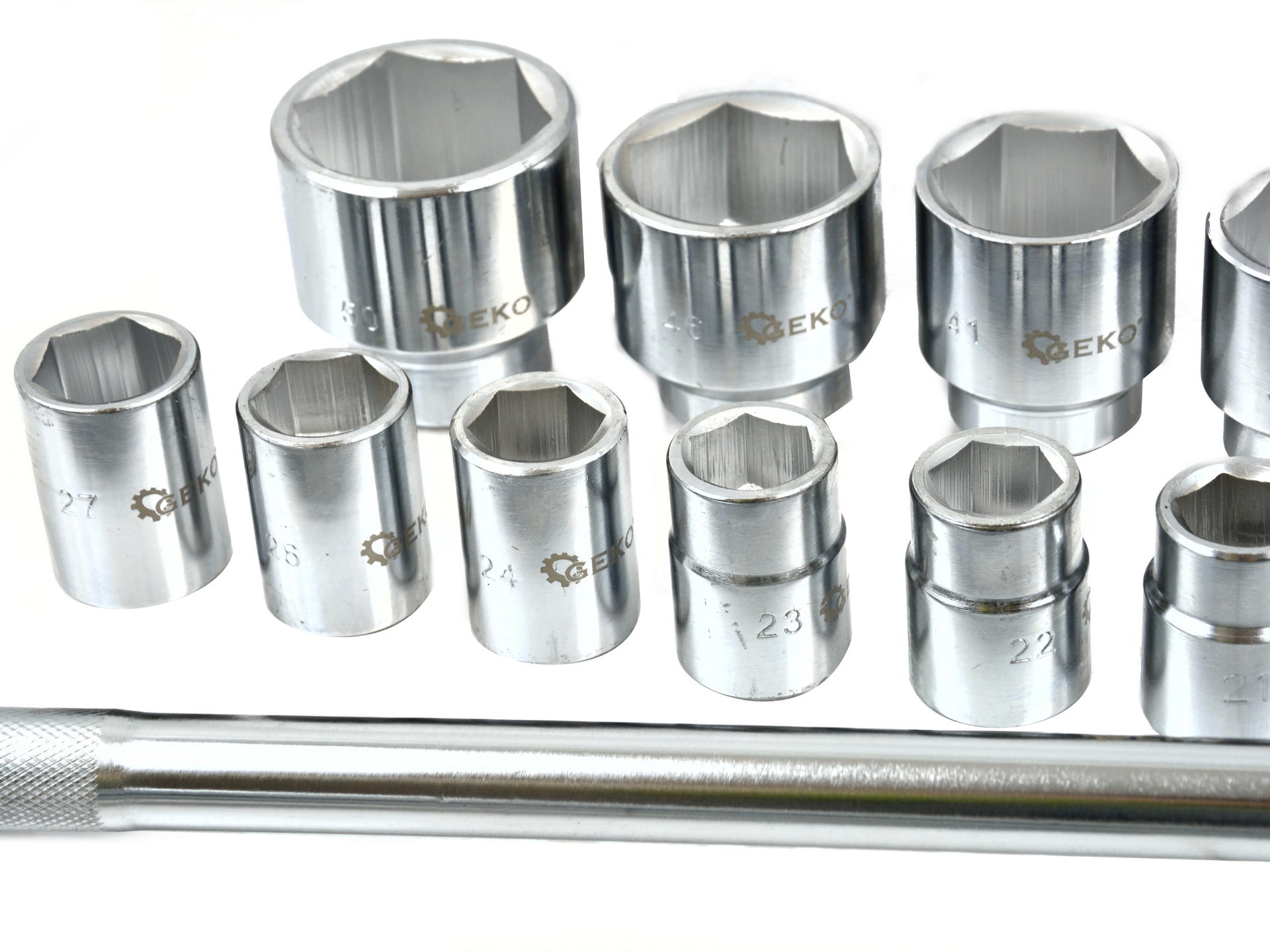 GEKO G10112 Sada nástrčných kľúčov 21ks 3/4" šesťhranné 19-50mm, kovový kufrík