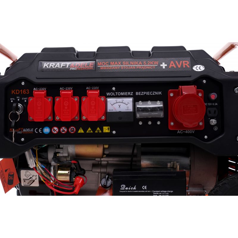 Kraft&Dele KD163 Elektrocentrála 3500W generátor prúdu AVR 12/230V/380V s kolieskami
