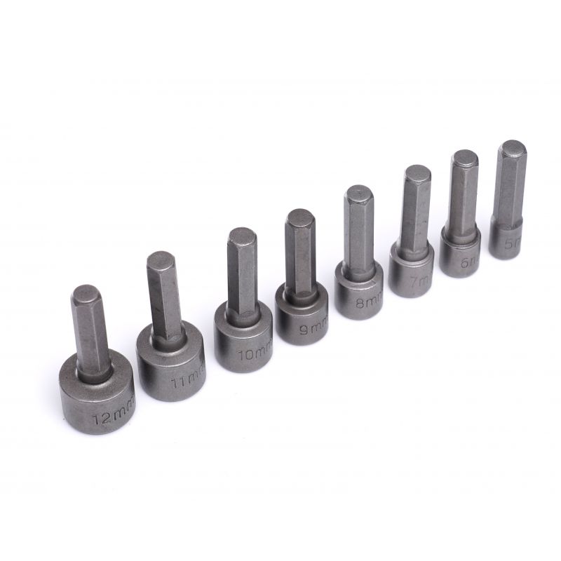 KRAFT&DELE KD10956 Nástrčné kľúče, hlavice pre vŕtačku, skrutkovač 8ks 5-12mm 6 hranné