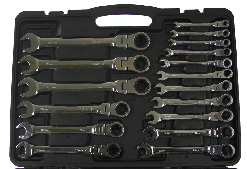 MAR-POL M58611 Ráčnové kombinované kľúče 22 ks kĺbové 6-32mm