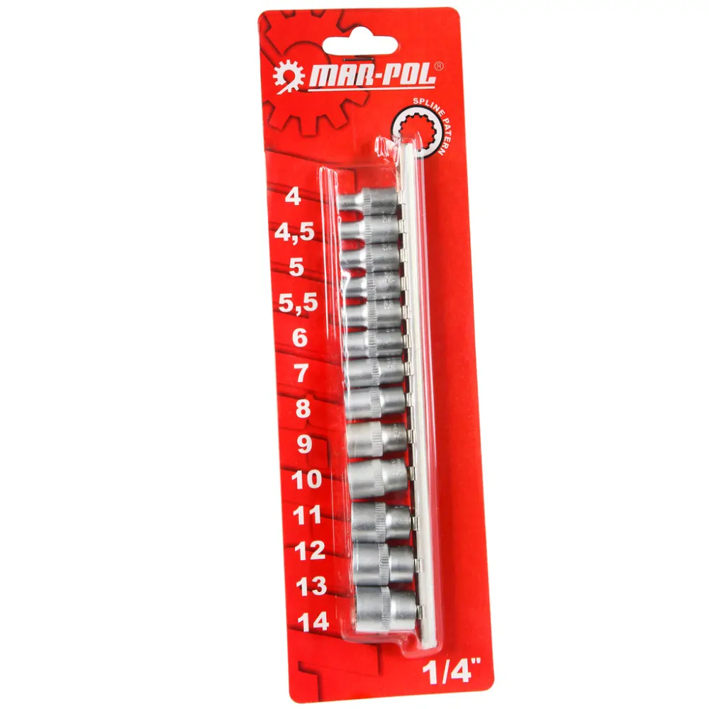 MAR-POL M66419 Nástrčné kľúče SPLINE 1/4" 4-14mm 13ks