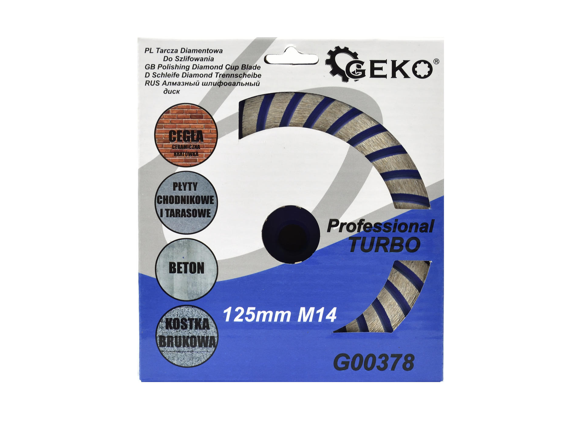 Geko G00378 Diamantový kotúč Turbo pre brúsenie na brúsku 125mm M14