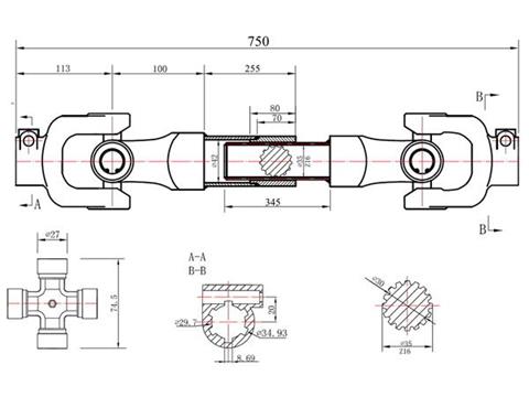 GEKO G72313 Kĺbový kardanový hriadeľ frézový 750mm
