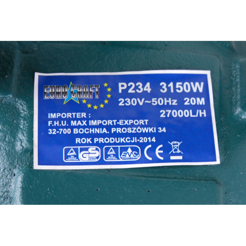 EUROCRAFT P234 Ponorné kalové čerpadlo na vodu do septiku s nožem 3150W
