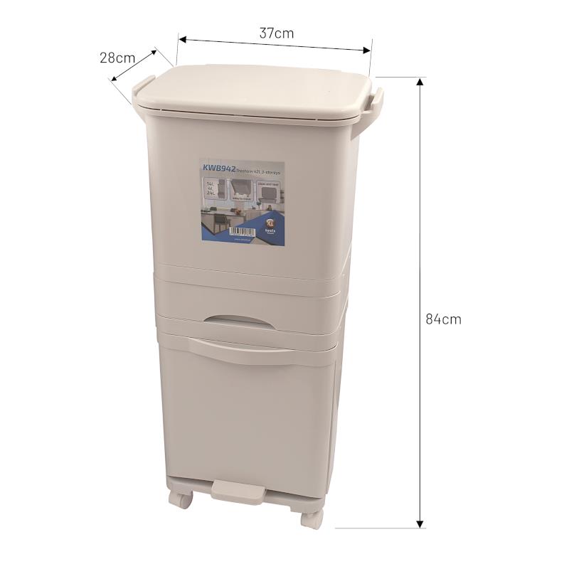 Irma KWB942 Odpadkový kôš na triedenie odpadu na kolieskach 56l s 3 komorami