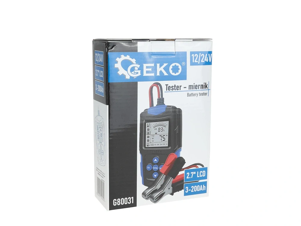 GEKO G80031 Tester voltmeter, 12/24V 3Ah-200Ah tester batérií LCD