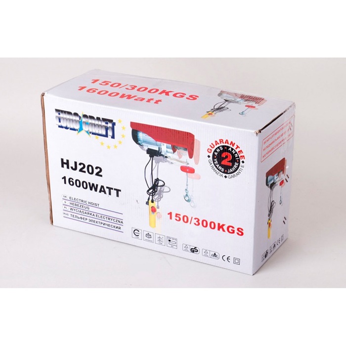 EuroCraft HJ202 Elektrický navijak kladkostroj zdvihák 300kg 1600W