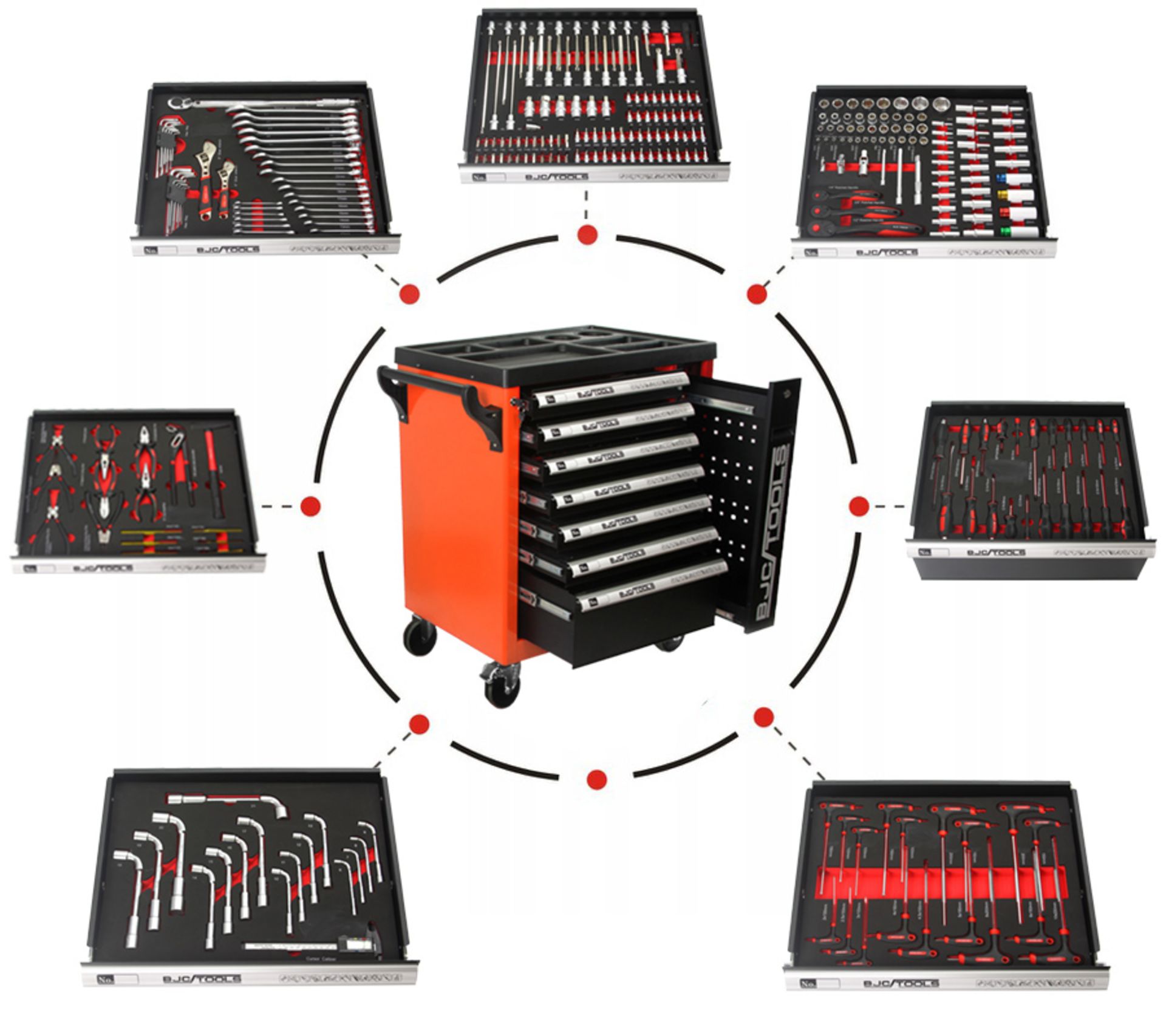MAR-POL M66599 Dielenská skriňa vozík na náradie 7 šuplíkov, pojazdný s kolieskami