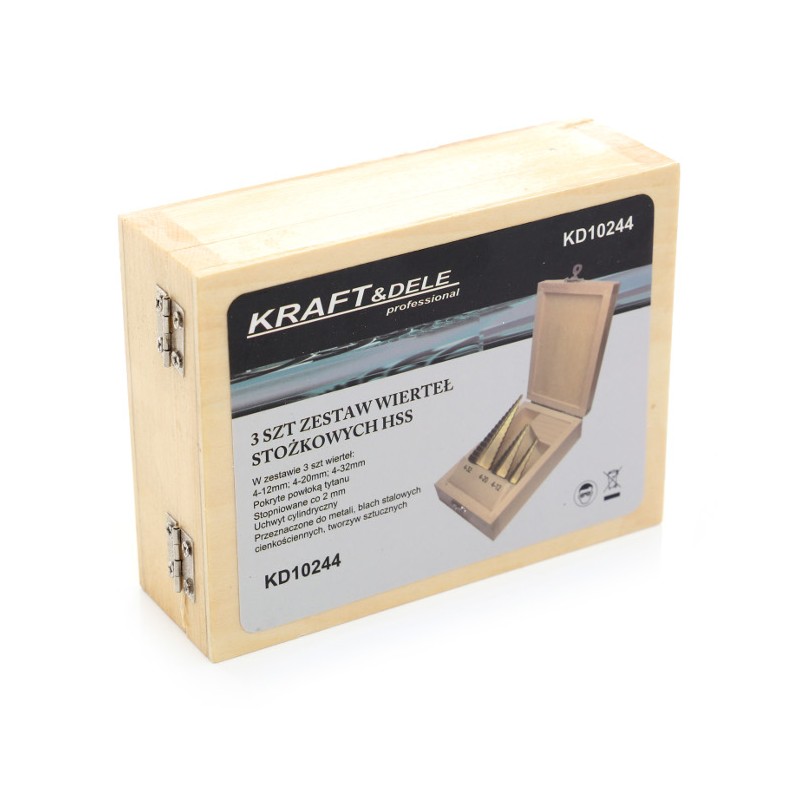Kraft&Dele KD10244 Sada stupňovité kužeľové vrtáky 4-32mm HSS 3 ks stromčekové