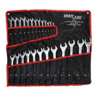 Kraft&Dele KD10930 Dvojstranné očkové ploché kľúče 6-32mm puzdro 25ks Sada