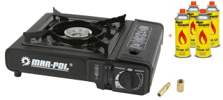 MAR-POL M90016 Turistický prenosný varič plynový 2v1 na kartuš a plynovú fľašu