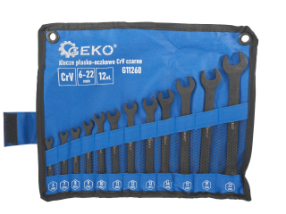 GEKO G11260 Kľúče očkoploché 6-22mm, CrV-čierne, sada 12ks