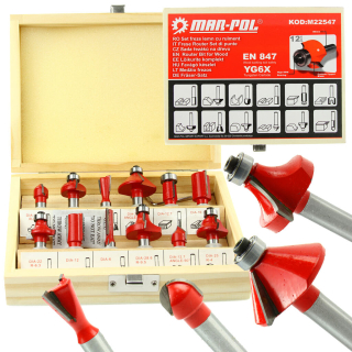 MAR-POL M22547 Frézy na drevo so stopkou 8mm 12ks