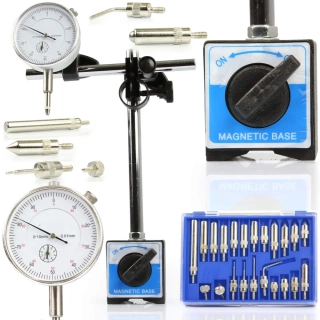 Mar-Pol M57661 Automatický magnetický statív + číselníkový odchýlkomer 0-10mm koncovky