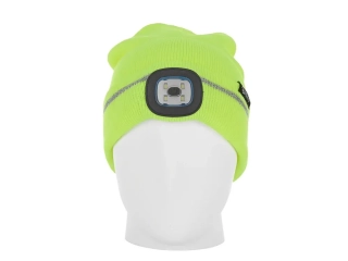 GEKO G90406 Reflexná zimná čiapka s čelovým LED svetlom nabíjateľné
