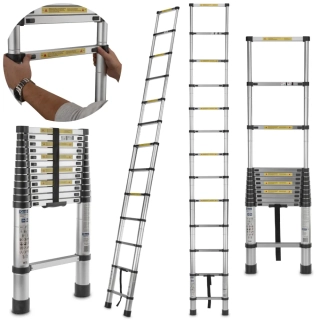 GEKO G02445 Hliníkový teleskopický rebrík 3,8 m 150 kg