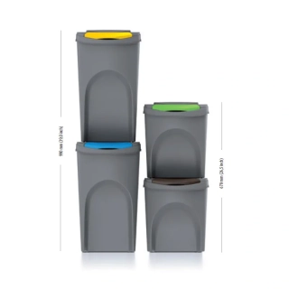 Irma KWB324 Odpadkový kôš na triedenie odpadu 2x25L + 2x35L 4ks sivé