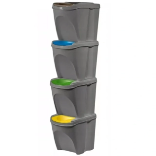 Irma KWB204 Odpadkový kôš na triedenie odpadu 25L 39x29x33 4ks sivé