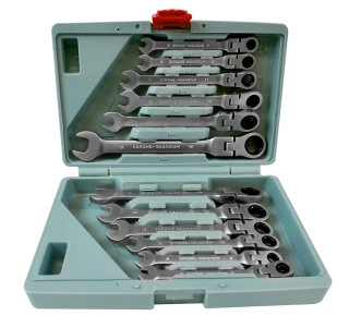 Silver SK-012-01 Kľúče očkoploché s kĺbom s račňou 8-19mm 12 ks kufrík