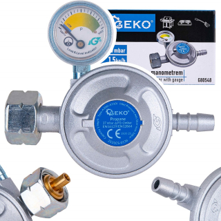 GEKO G80548 Redukce regulátoru plynu s tlakomerom  37mbar 1,5kg/h