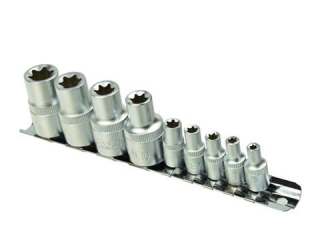 Geko G10166 Hlavice nástrčné kľúče torx 9ks E4-E16 1/4" & 1/2" sada