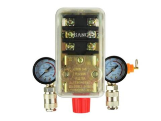 Geko G80324 Tlakový spínač, presostat, regulátor tlaku, 2 manometre 400V