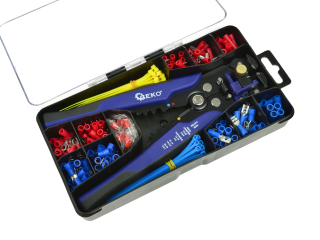 Geko G01776 Odizolovacie kliešte sťahovák na izoláciu sada 260ks káblové konektory