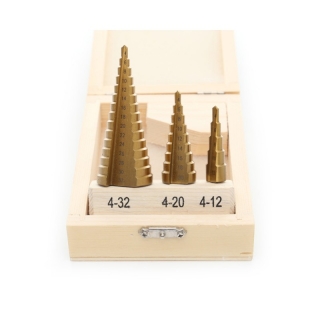 Kraft&Dele KD10244 Sada stupňovité kužeľové vrtáky 4-32mm HSS 3 ks stromčekové