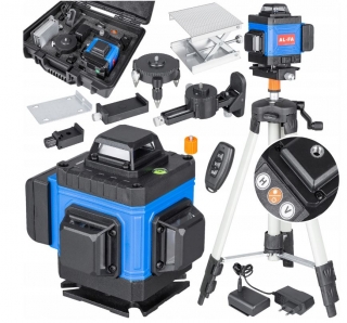 AL-FA ALNL4DG Laserova vodováha 4D 360° krížový laser meradlo + statív a puzdro