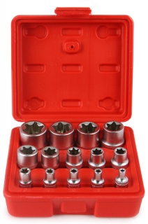 MAR-POL M66422 Sada nástrčných kľúčov Torx E4 - E24 / 1/2"+ 3/8" + 1/4"